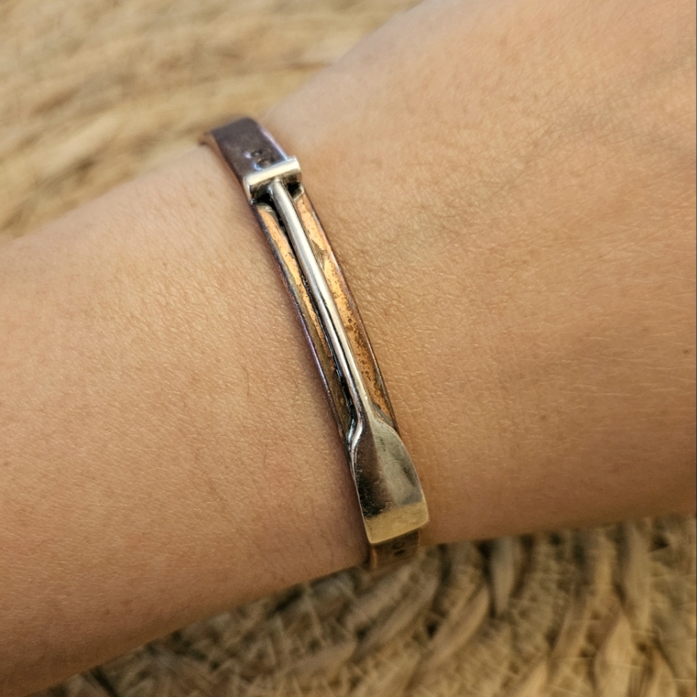 Solid Copper Sterling Silver Paddle Cuff Bracelet